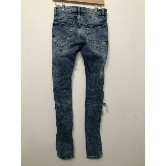 H and M Divided Women's 28x32 Blue Denim Jeans Skinny Leg Distressed Button Fly - Picture 9 of 9